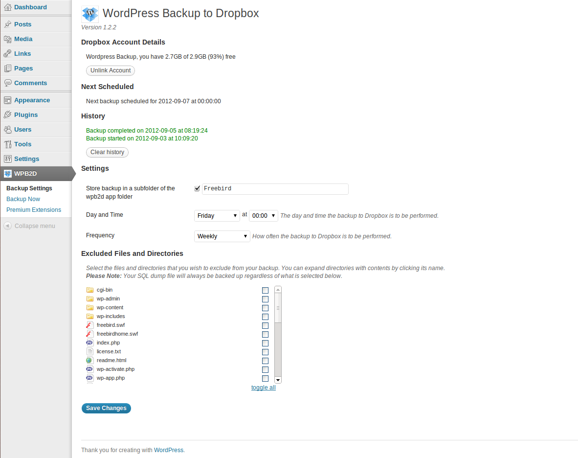 Dropbox backup