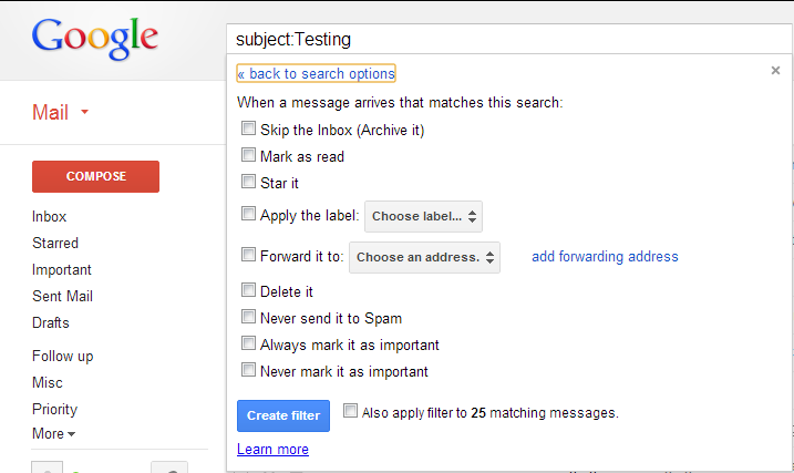 gmail filter